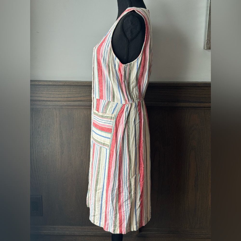 Old Navy Sleeveless Multicolor Striped Linen blend Dress medium - Picture 4 of 10